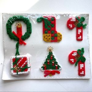 Caron Vintage Christmas ornaments embroidered knitted yarn